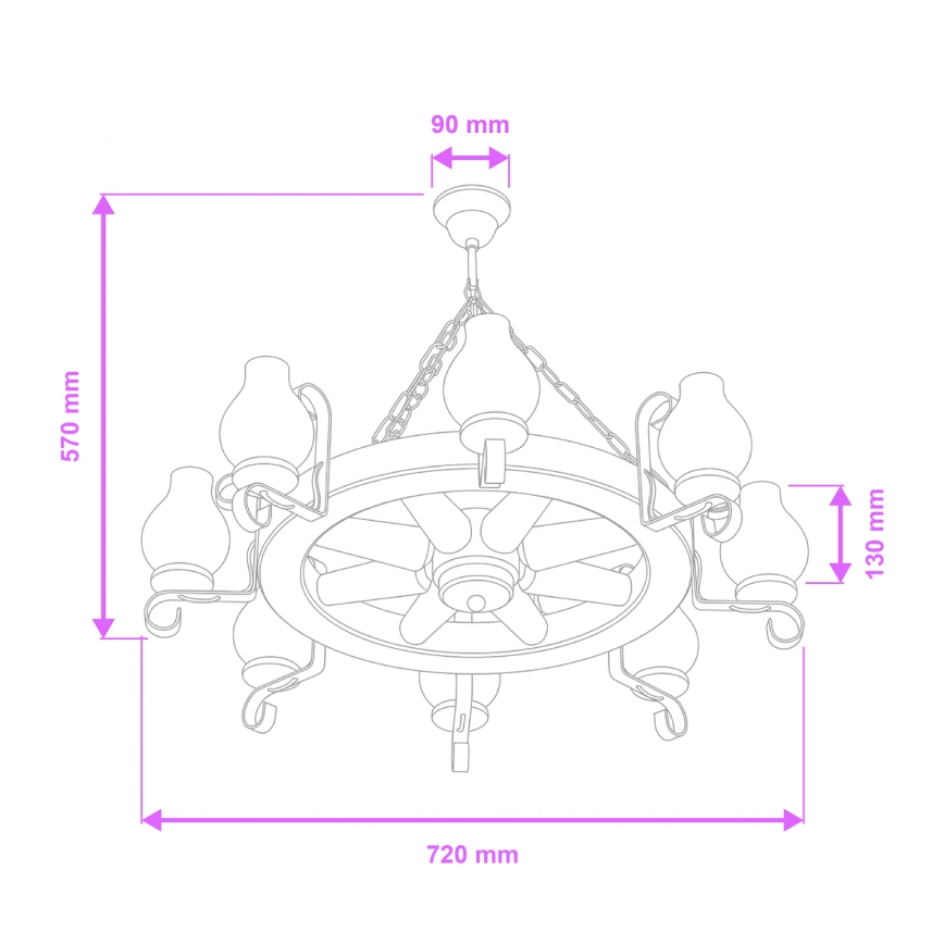 Brilagi - Полилей на верига ROATA 8xE14/40W/230V Ø 70 см бук