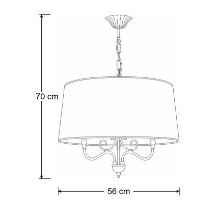 Brilagi - Полилей на верига SONIA, 3xE27/15W/230V, Ø 56 см, кремав/патина