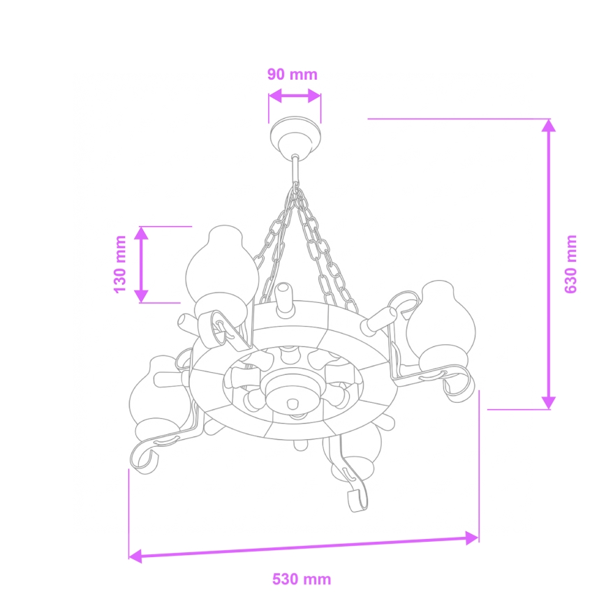 Brilagi - Полилей на верига TIMONA 4xE14/40W/230V, Ø 50 см, бук