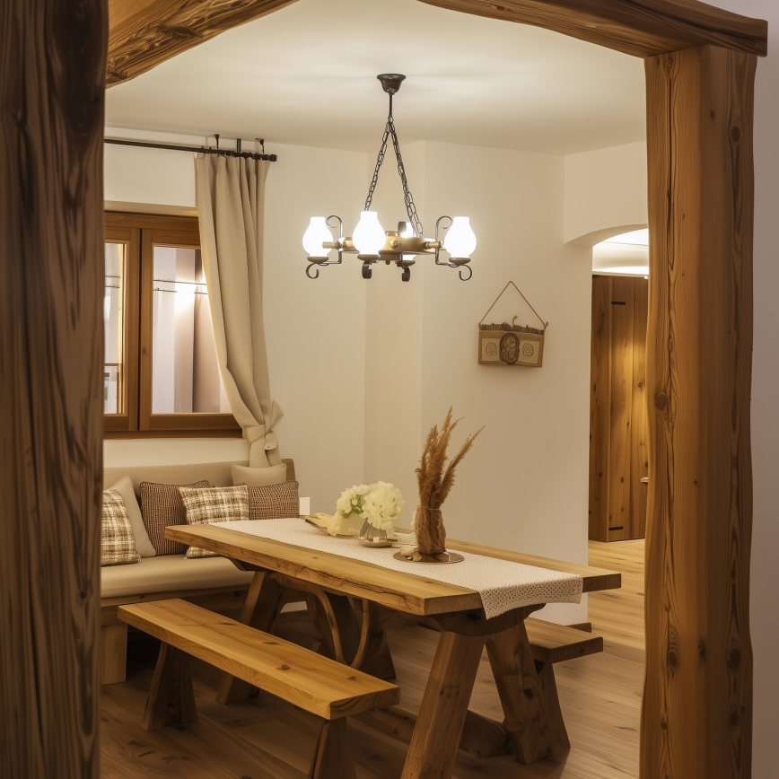 Brilagi - Полилей на верига TIMONA 4xE14/40W/230V Ø 50 см бук/орех