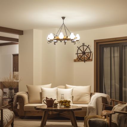 Brilagi - Полилей на верига TIMONA 8xE14/40W/230V Ø 70 см бук