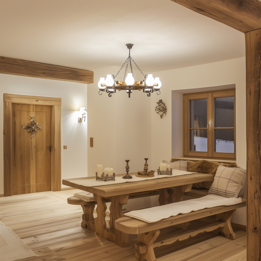 Brilagi - Полилей на верига TIMONA 8xE14/40W/230V Ø 70 см бук/орех