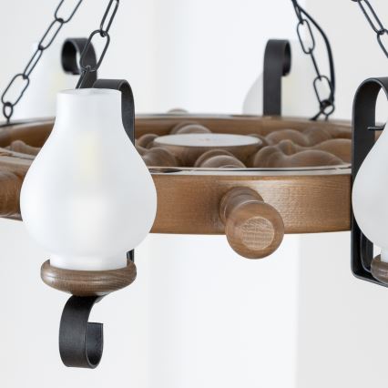 Brilagi - Полилей на верига TIMONA 8xE14/40W/230V Ø 70 см бук/орех