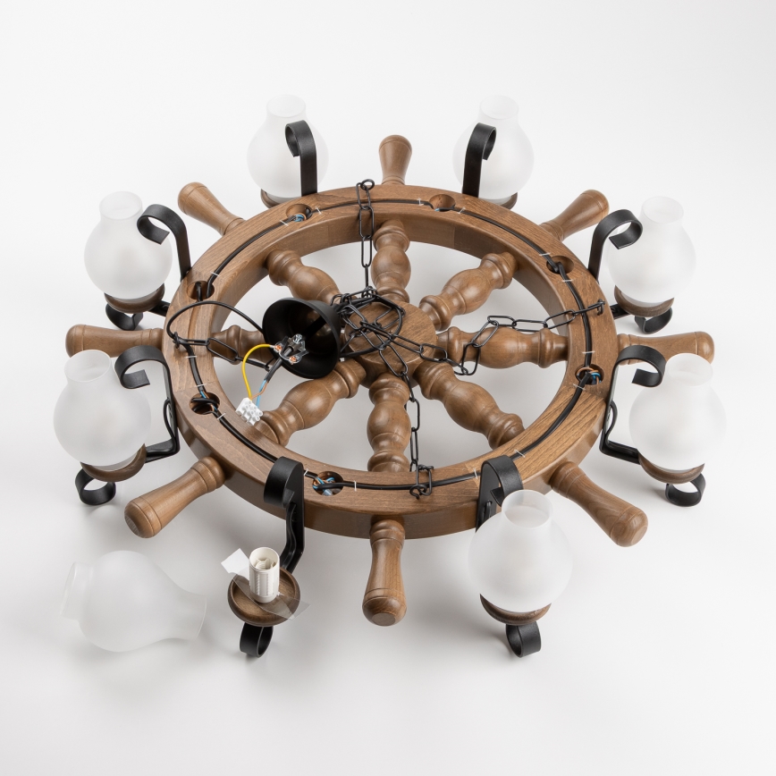 Brilagi - Полилей на верига TIMONA 8xE14/40W/230V Ø 70 см бук/орех