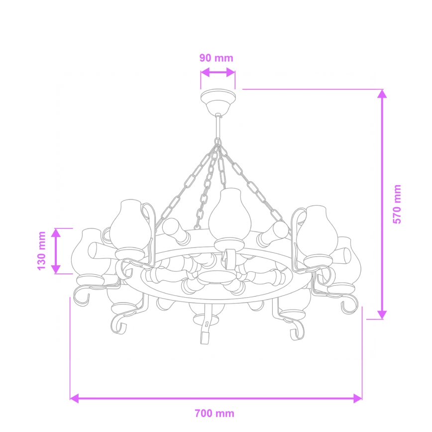 Brilagi - Полилей на верига TIMONA 8xE14/40W/230V Ø 70 см бук/орех