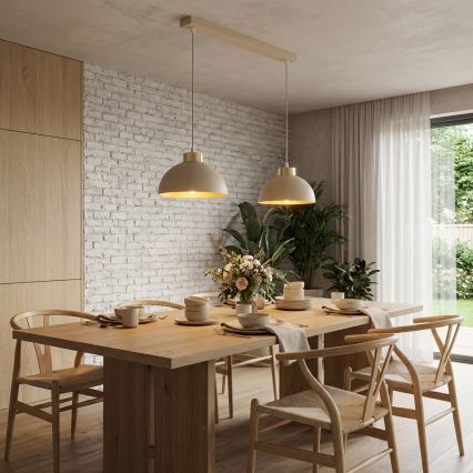 Brilagi - Полилей на кабел 2xE27/60W/230V бежов/златен