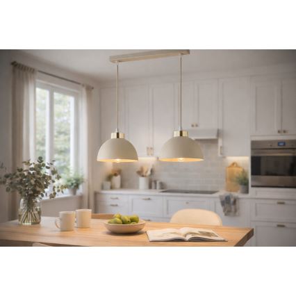 Brilagi - Полилей на кабел 2xE27/60W/230V бежов/златен