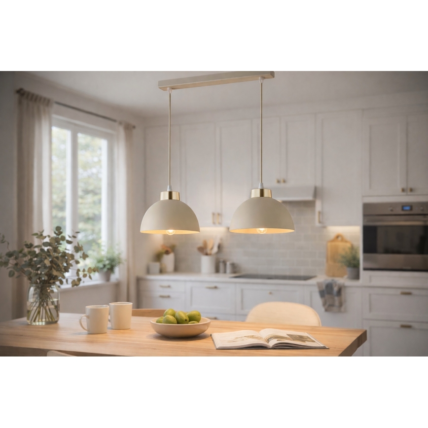 Brilagi - Полилей на кабел 2xE27/60W/230V бежов/златен