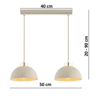 Brilagi - Полилей на кабел 2xE27/60W/230V бежов/златен