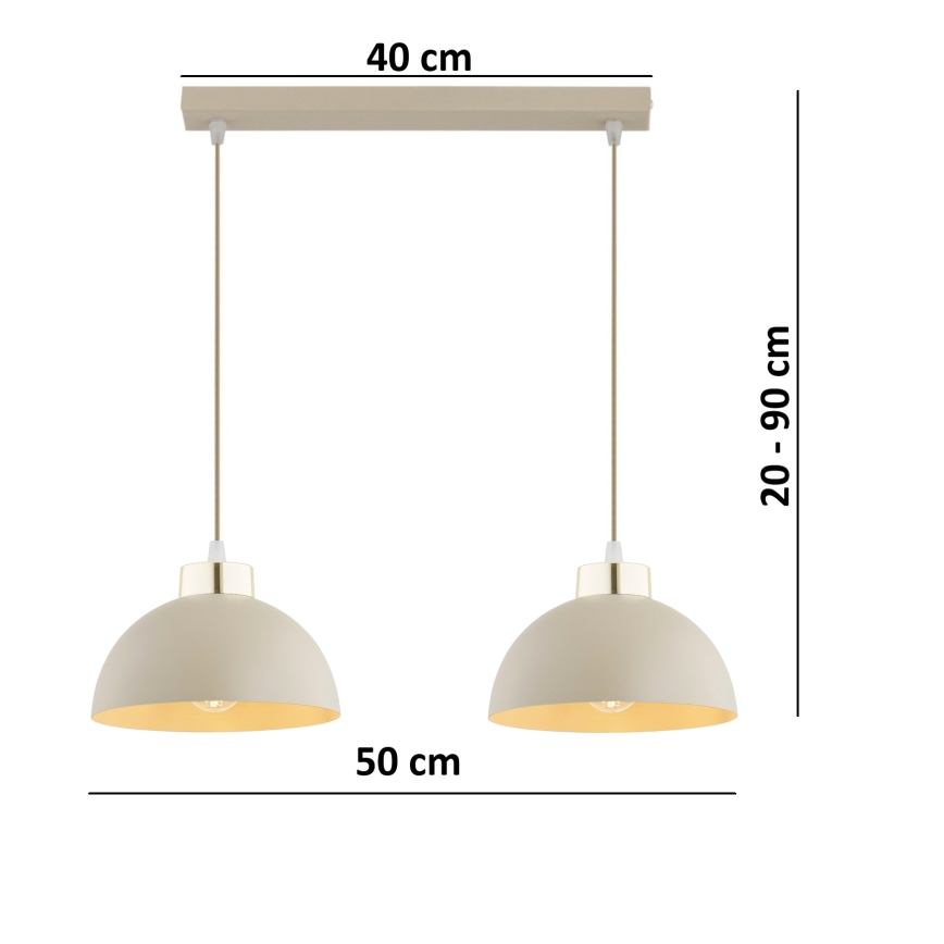 Brilagi - Полилей на кабел 2xE27/60W/230V бежов/златен