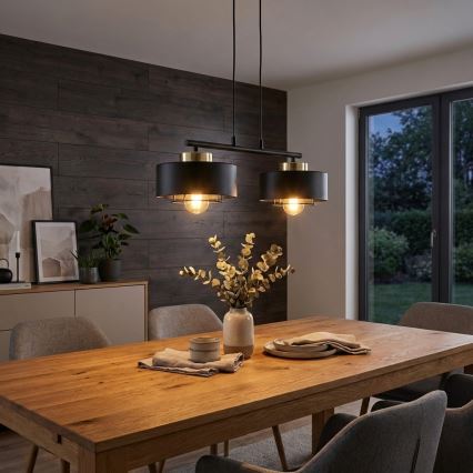 Brilagi - Полилей на кабел 2xE27/60W/230V черен/златен