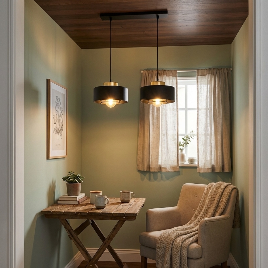 Brilagi - Полилей на кабел 2xE27/60W/230V черен/златист