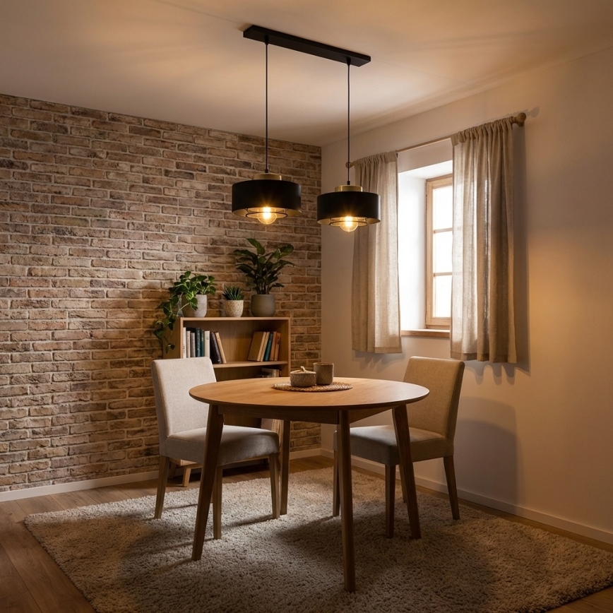 Brilagi - Полилей на кабел 2xE27/60W/230V черен/златист