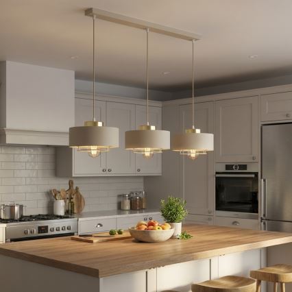 Brilagi - Полилей на кабел 3xE27/60W/230V бежов/златен