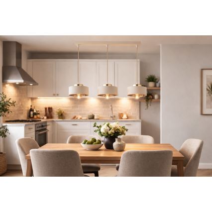 Brilagi - Полилей на кабел 3xE27/60W/230V бежов/златен