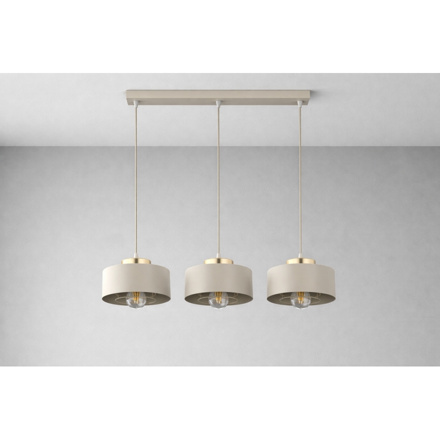 Brilagi - Полилей на кабел 3xE27/60W/230V бежов/златен