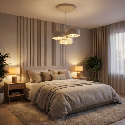 Brilagi - Полилей на кабел 3xE27/60W/230V бежов/златен