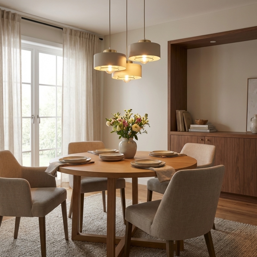 Brilagi - Полилей на кабел 3xE27/60W/230V бежов/златен