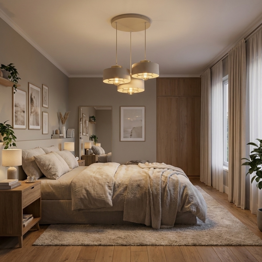 Brilagi - Полилей на кабел 3xE27/60W/230V бежов/златен