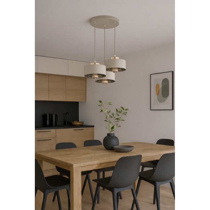 Brilagi - Полилей на кабел 3xE27/60W/230V бежов/златен