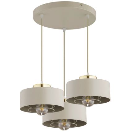 Brilagi - Полилей на кабел 3xE27/60W/230V бежов/златен