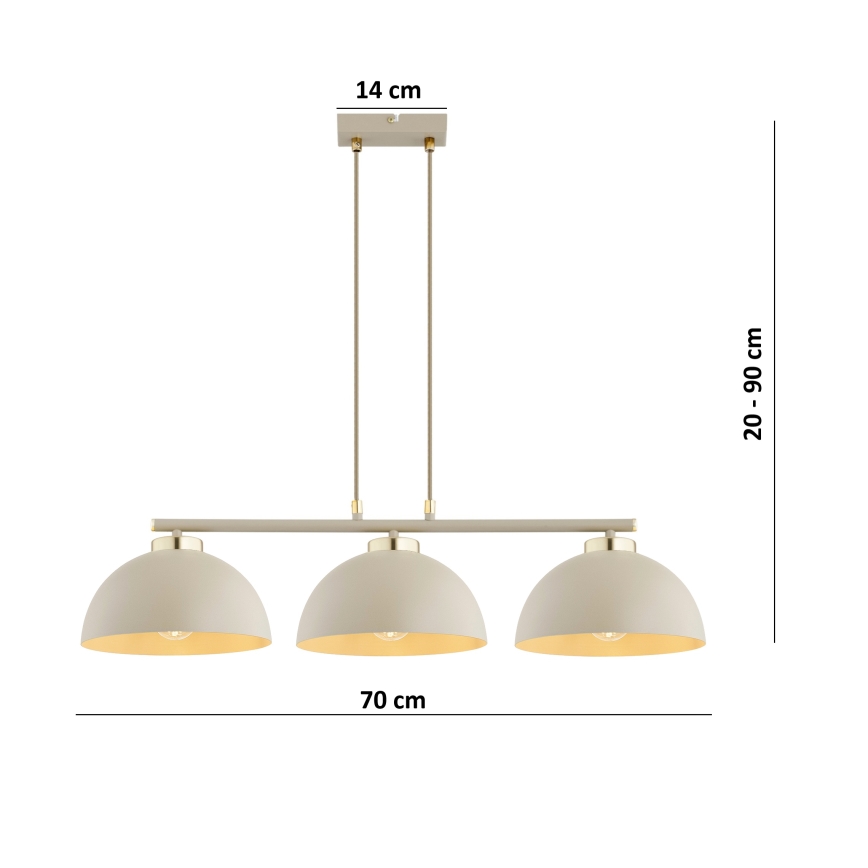 Brilagi - Полилей на кабел 3xE27/60W/230V бежов/златен