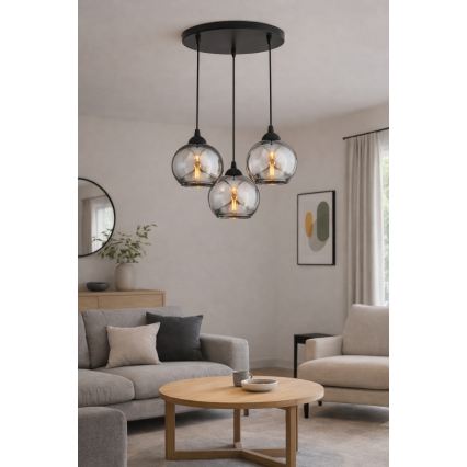 Brilagi - Полилей на кабел 3xE27/60W/230V черен/димно сив