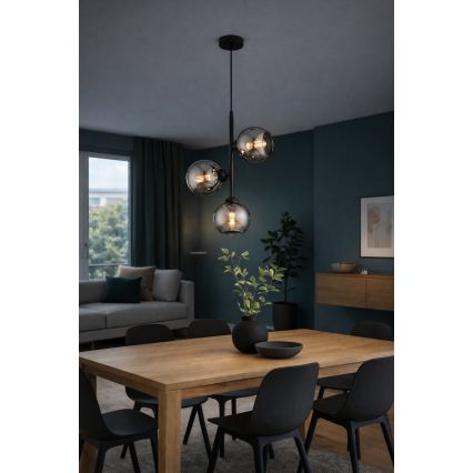 Brilagi - Полилей на кабел 3xE27/60W/230V черен/опушено сиво