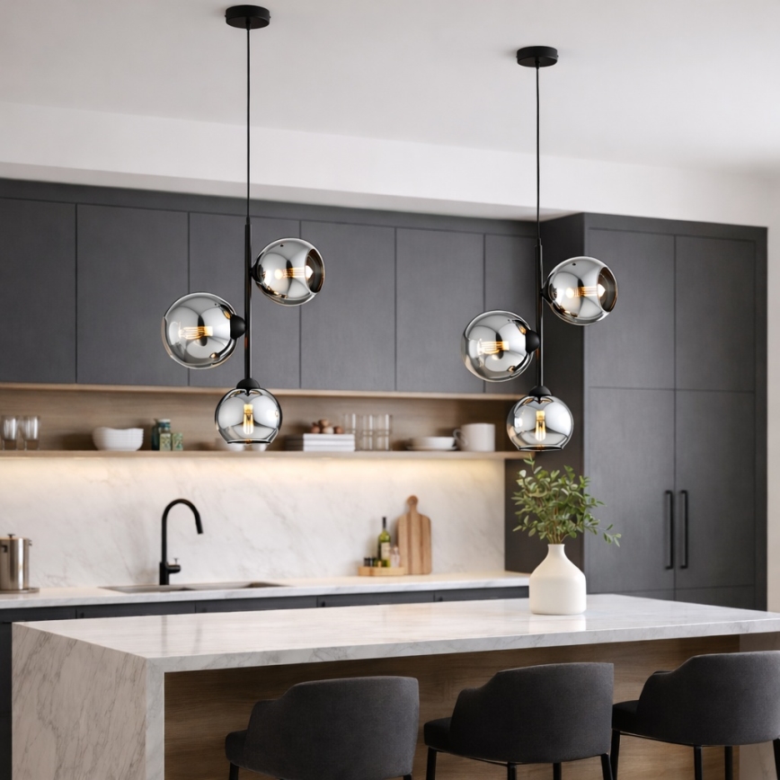 Brilagi - Полилей на кабел 3xE27/60W/230V черен/опушено сиво