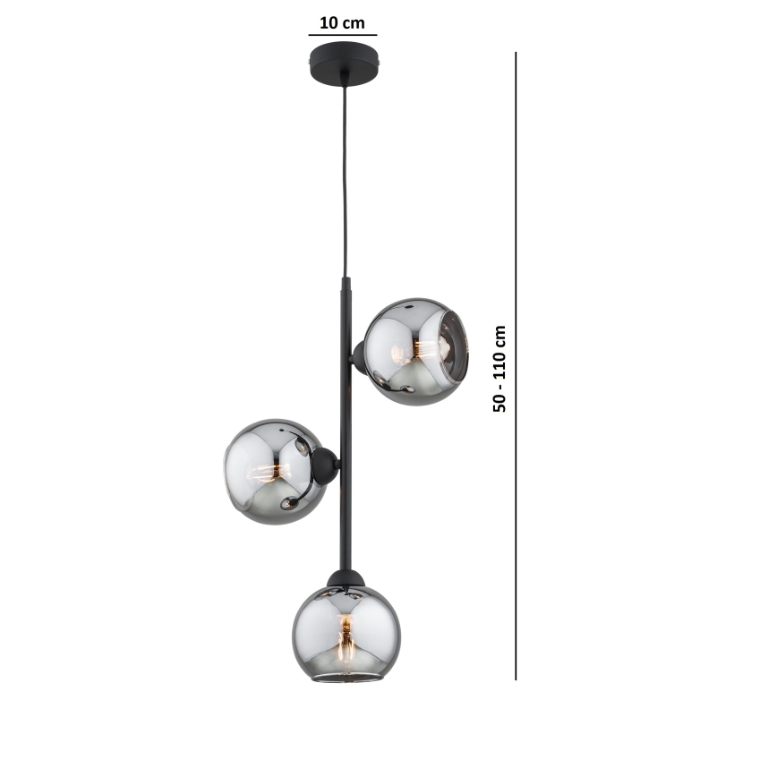 Brilagi - Полилей на кабел 3xE27/60W/230V черен/опушено сиво