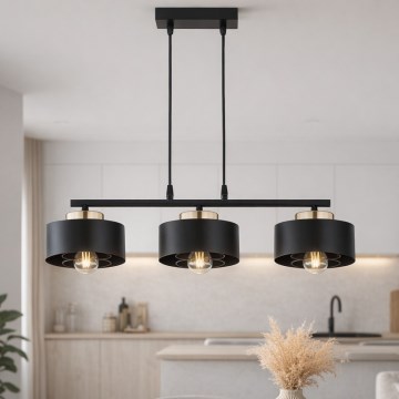 Brilagi - Полилей на кабел 3xE27/60W/230V черен/златен