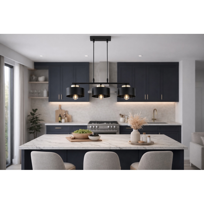 Brilagi - Полилей на кабел 3xE27/60W/230V черен/златен