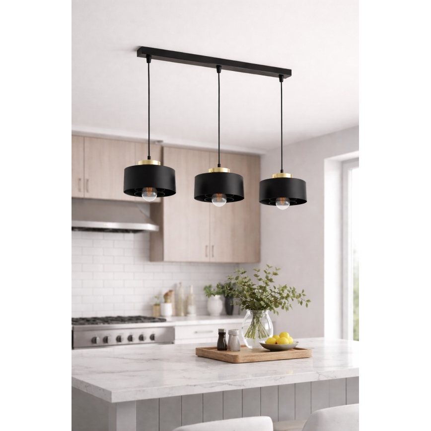 Brilagi - Полилей на кабел 3xE27/60W/230V черен/златист