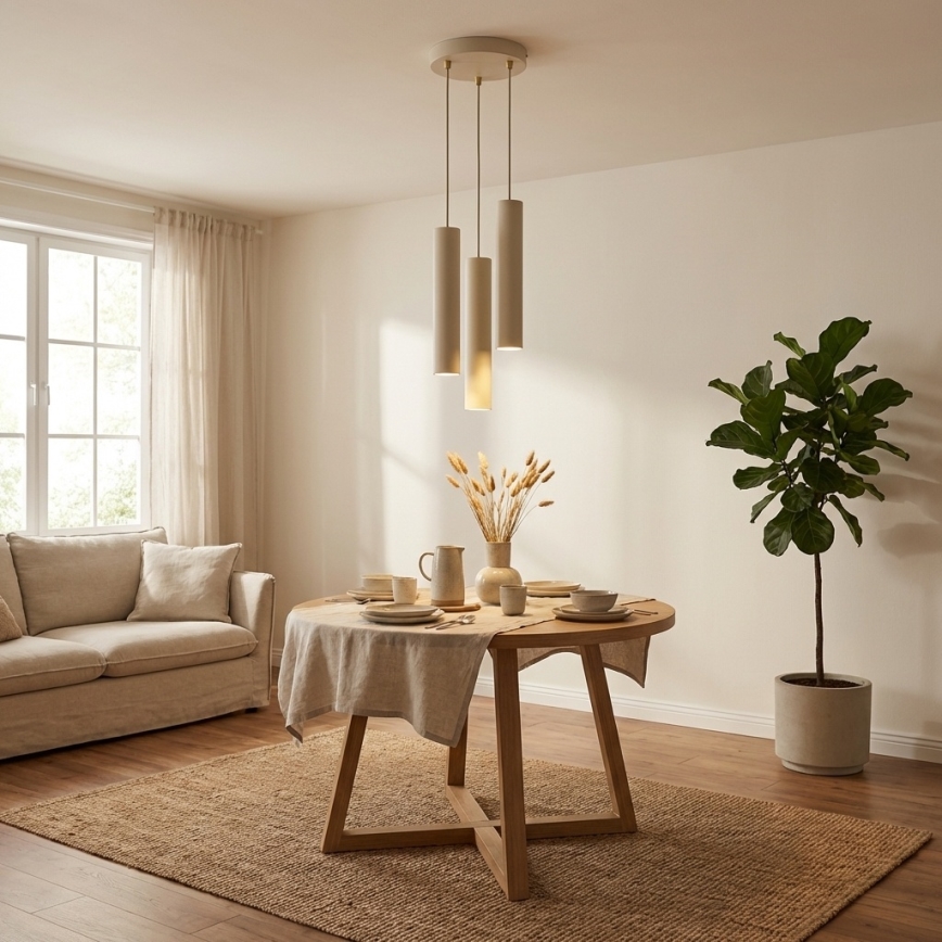 Brilagi - Полилей на кабел 3xGU10/15W/230V бежов/златен