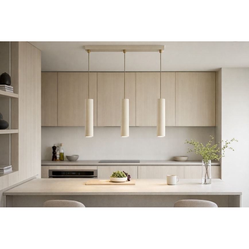 Brilagi - Полилей на кабел 3xGU10/15W/230V бежов/златист
