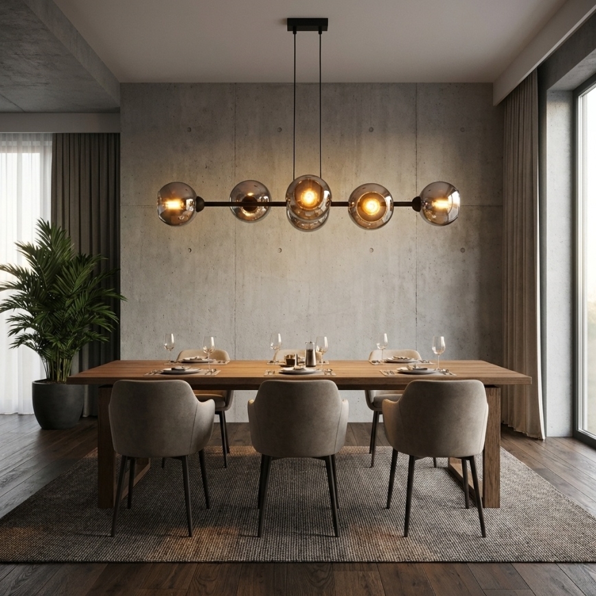 Brilagi - Полилей на кабел 6xE27/60W/230V черен/димчато сив