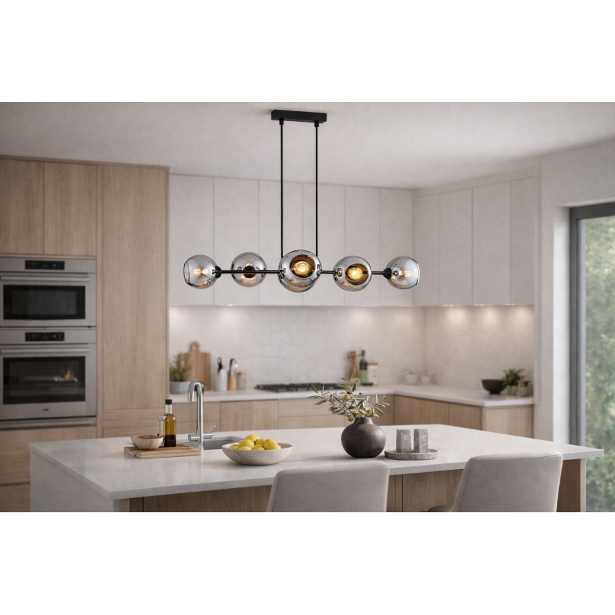 Brilagi - Полилей на кабел 6xE27/60W/230V черен/димчато сив