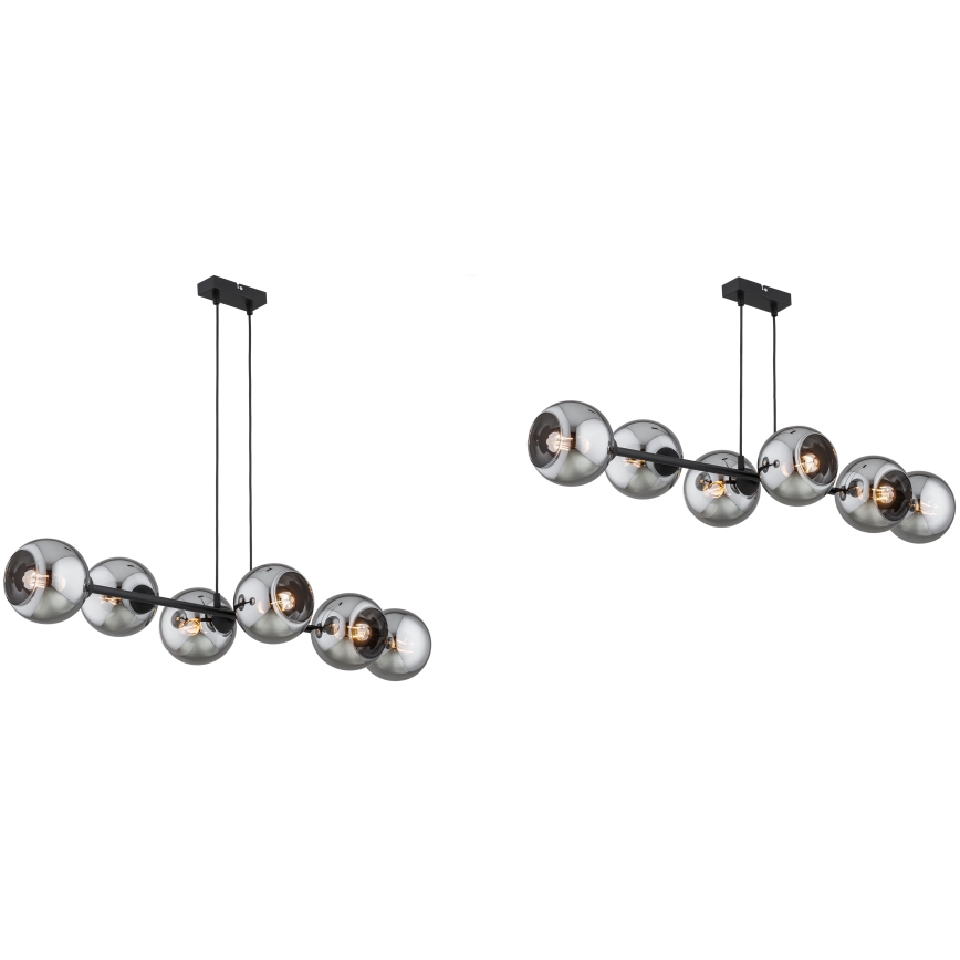 Brilagi - Полилей на кабел 6xE27/60W/230V черен/димчато сив