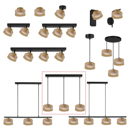 Brilagi - Полилей на кабел AURA LUX 3xGX53/30W/230V черен/златен