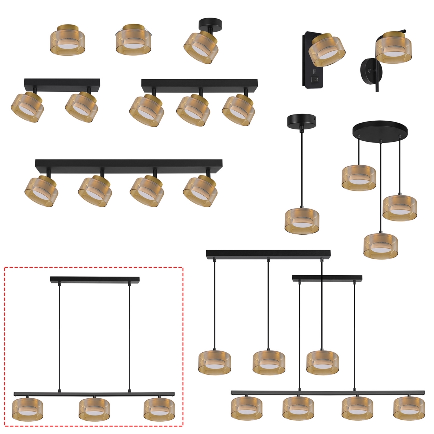 Brilagi - Полилей на кабел AURA LUX 3xGX53/30W/230V черен/златист
