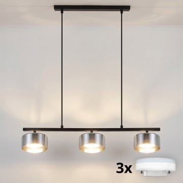Brilagi - Полилей на кабел AURA LUX 3xGX53/30W/230V черно/димчато