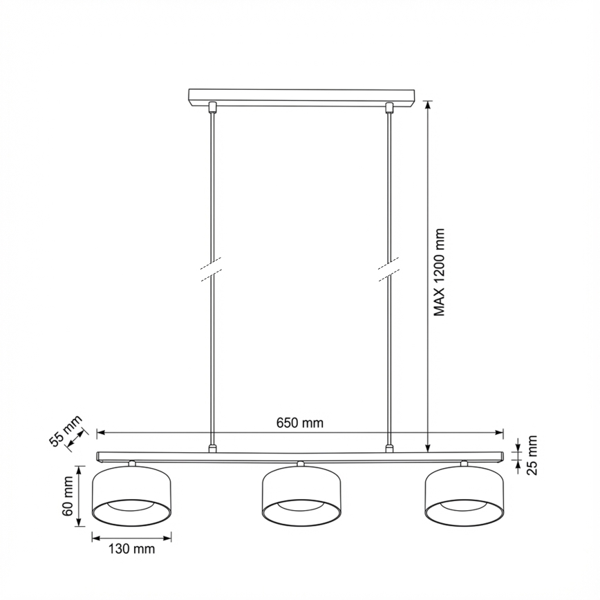 Brilagi - Полилей на кабел AURA LUX 3xGX53/30W/230V черно/димчато