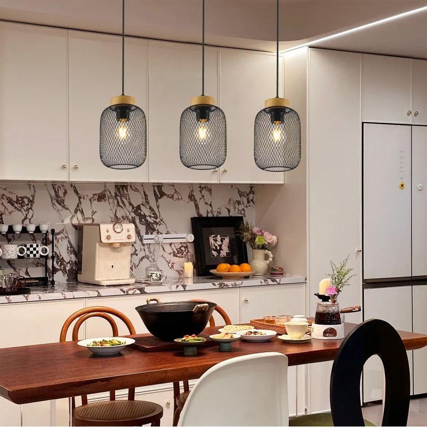 Brilagi - Полилей на кабел BASKLITE 3xE27/15W/230V каучуково дърво/черно