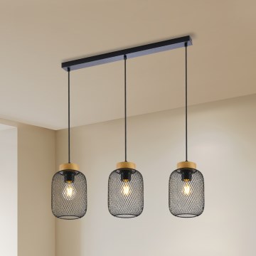 Brilagi - Полилей на кабел BASKLITE 3xE27/15W/230V каучуково дърво/черно