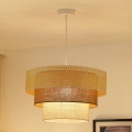 BRILAGI - Полилей на кабел CEDAR LUNETA 1xE27/15W/230V Ø 45 см ратан/кафяв/крем