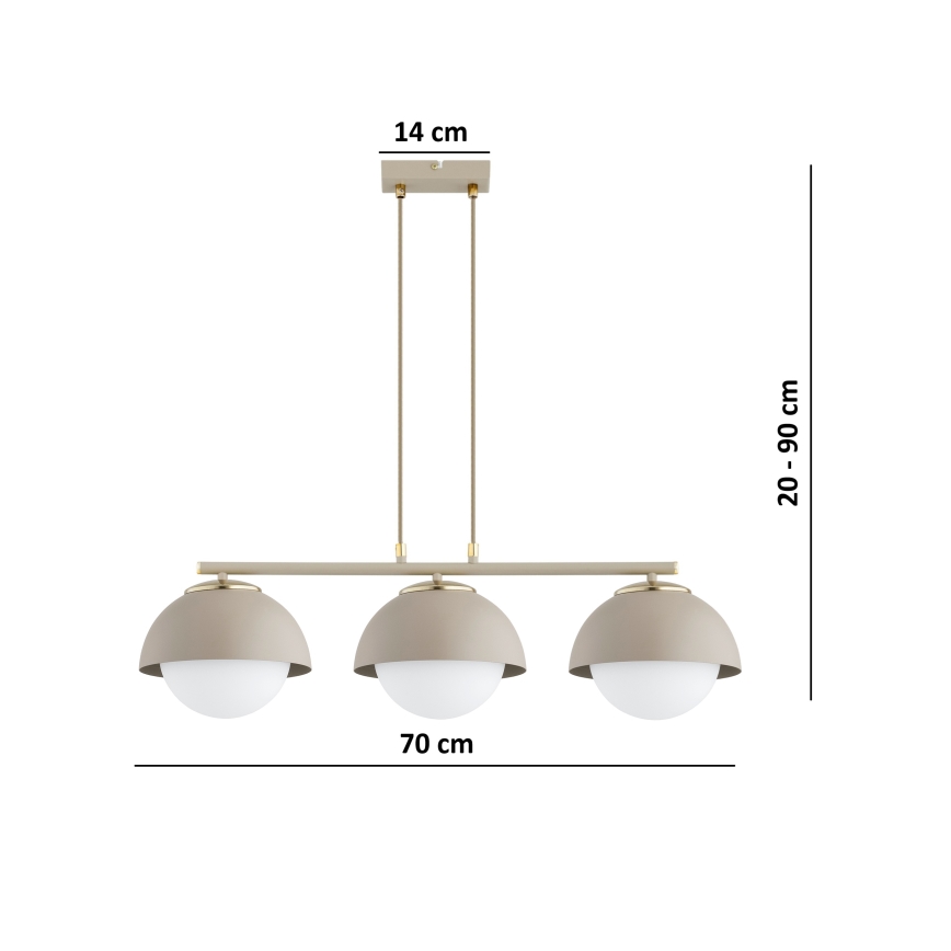 Brilagi - Полилей на кабел COSMO 3xE27/60W/230V бежов/златен