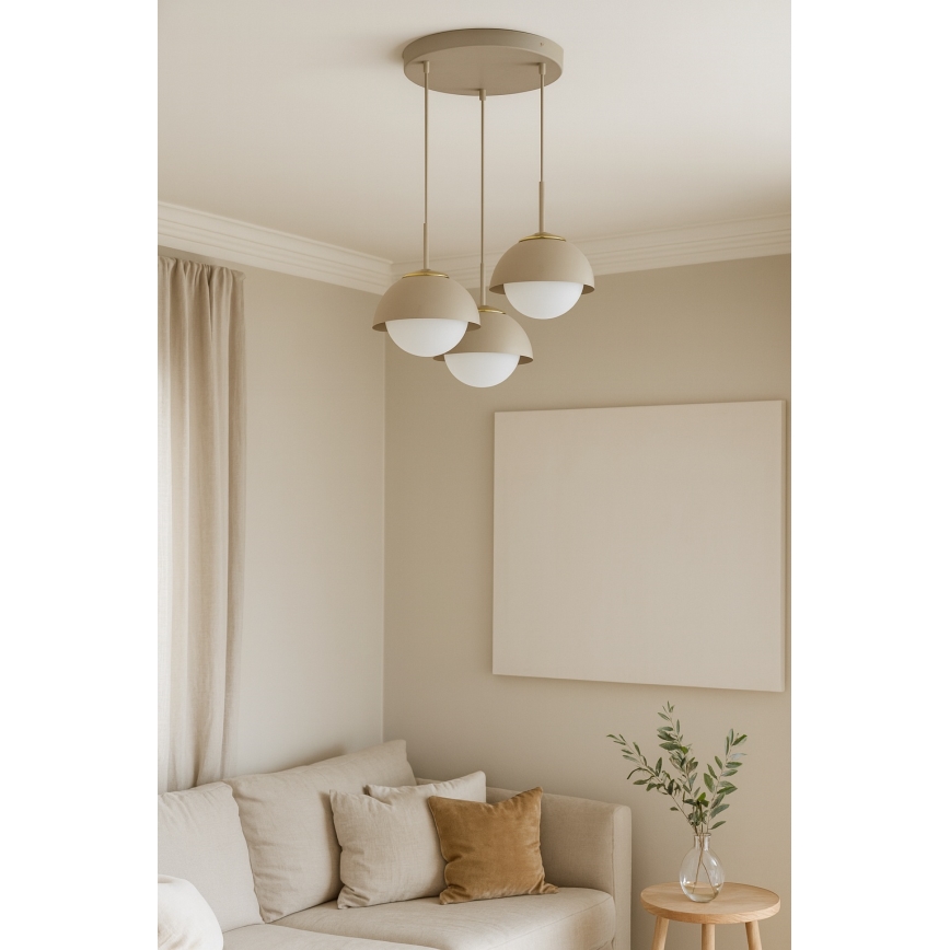 Brilagi - Полилей на кабел COSMO 3xE27/60W/230V бежово/златно