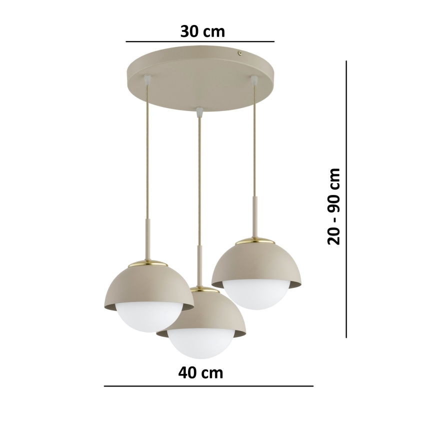 Brilagi - Полилей на кабел COSMO 3xE27/60W/230V бежово/златно