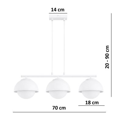 BRILAGI - Полилей на кабел COSMO 3xE27/60W/230V бял