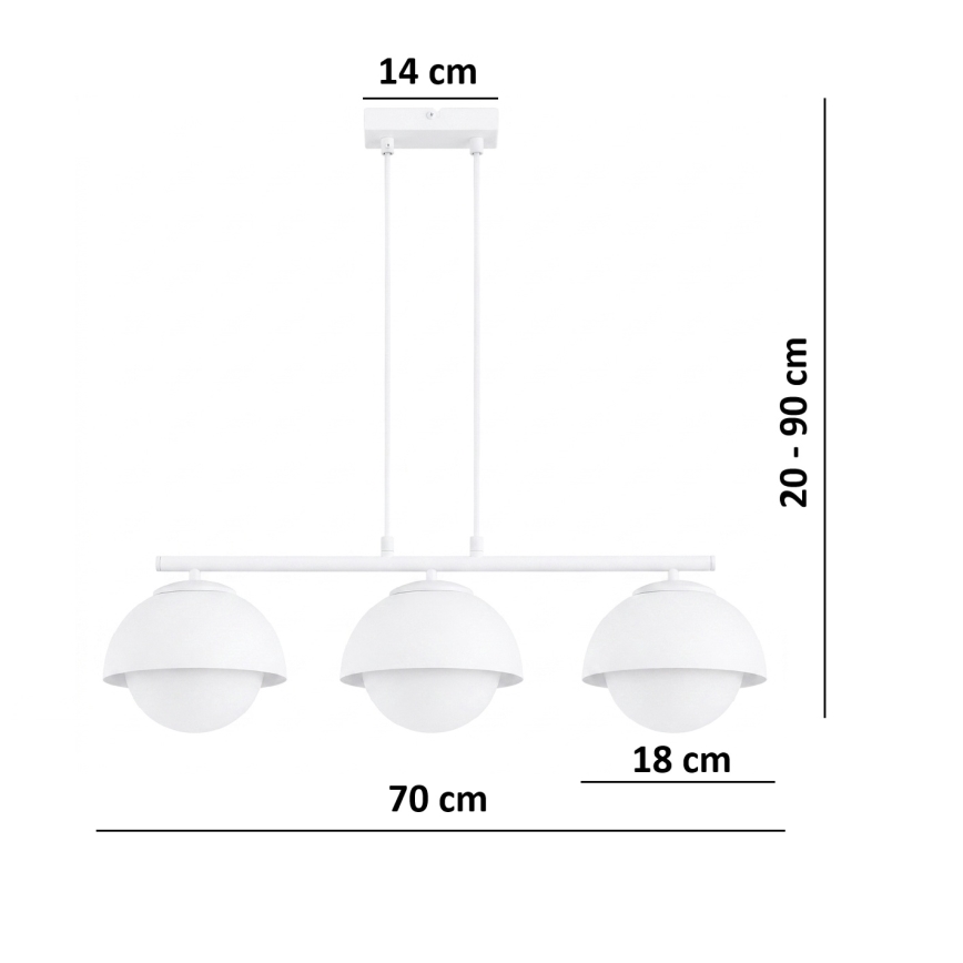 BRILAGI - Полилей на кабел COSMO 3xE27/60W/230V бял